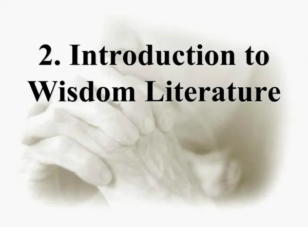 2. introduction to wisdom literature