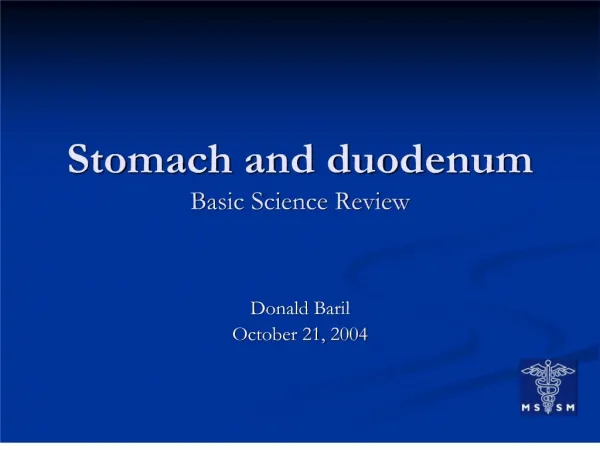 stomach and duodenum basic science review