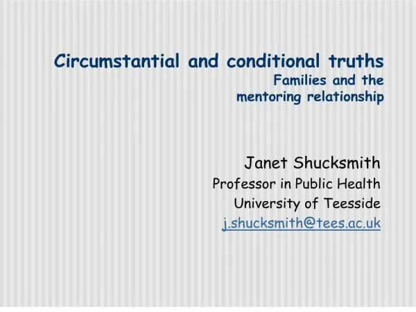 circumstantial and conditional truths families and the mentoring relationship
