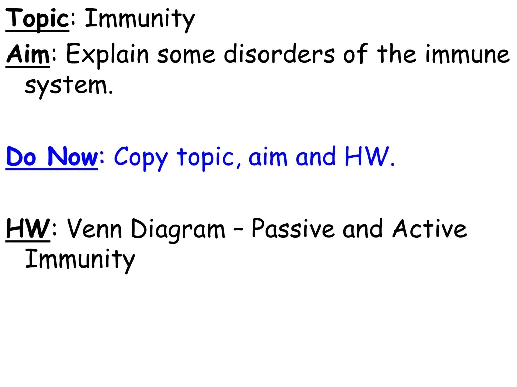 topic immunity aim explain some disorders