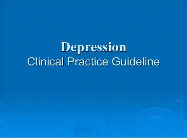 depression clinical practice guideline