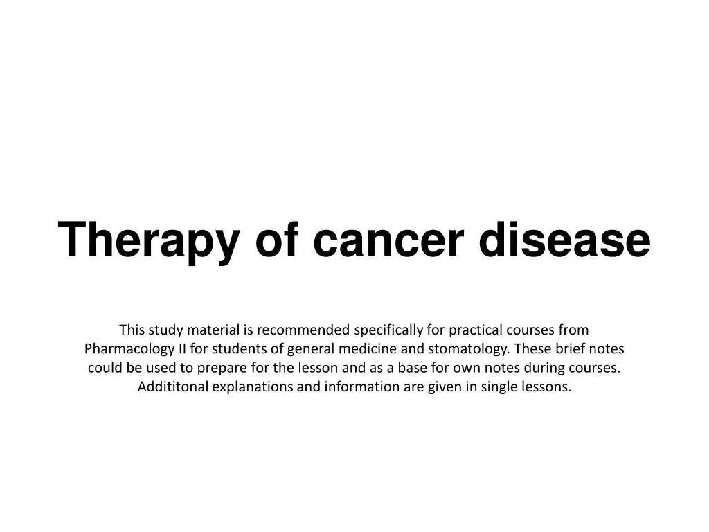 therapy of cancer disease