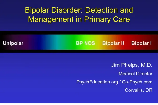 bipolar disorder: detection and management in primary care