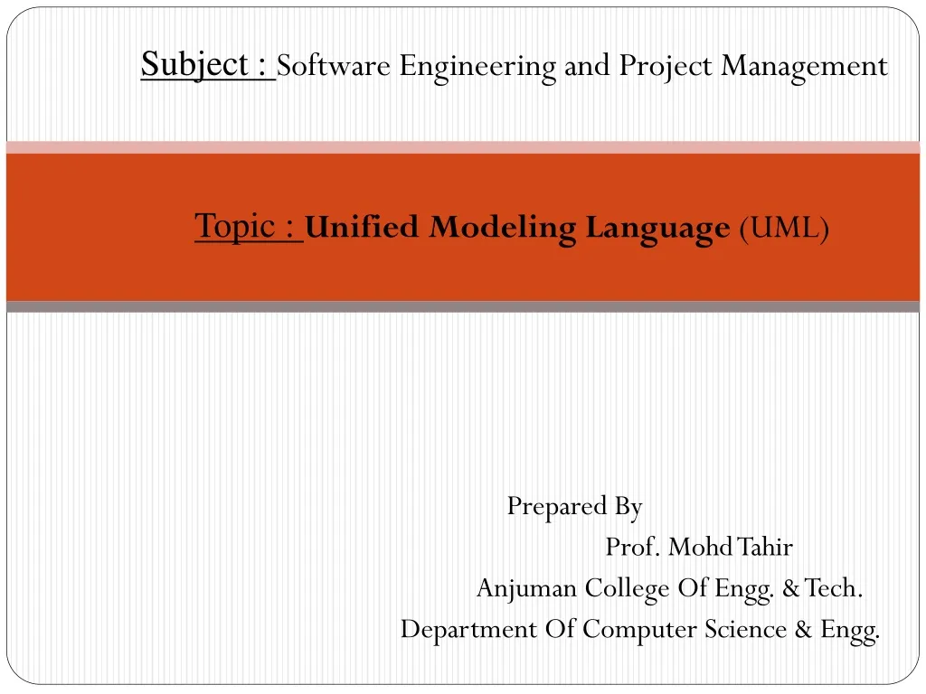 subject software engineering and project