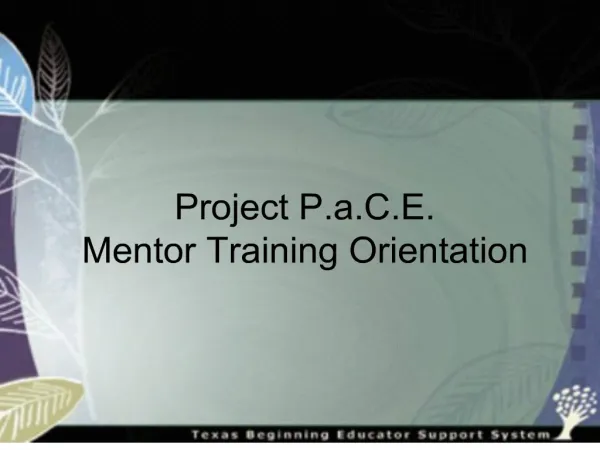 project p.a.c.e. mentor training orientation