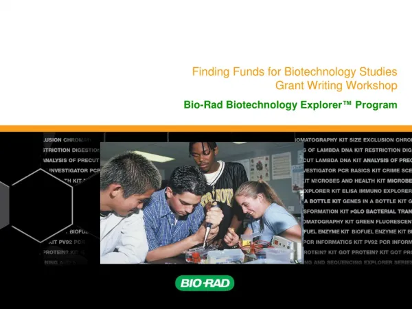 Finding Funds for Biotechnology Studies Grant Writing Workshop