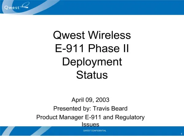 qwest wireless e-911 phase ii deployment status