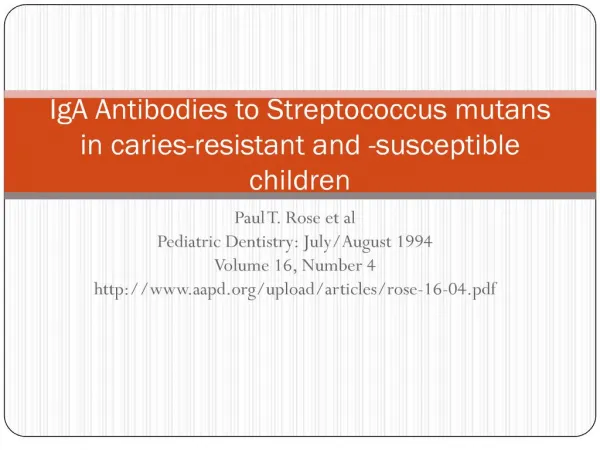 iga antibodies to streptococcus mutans in caries-resistant and -susceptible children