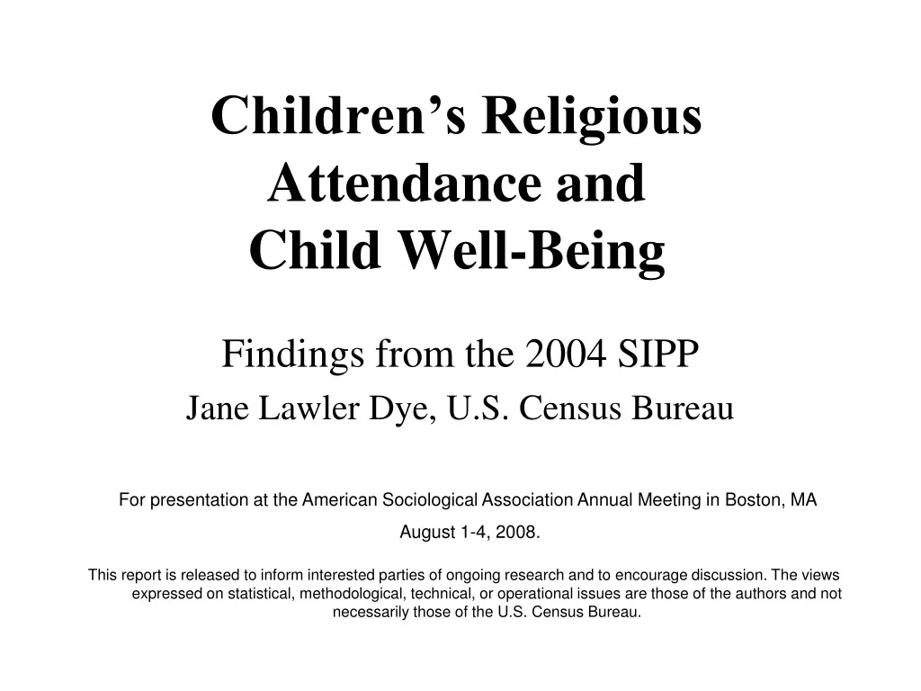 children s religious attendance and child well being