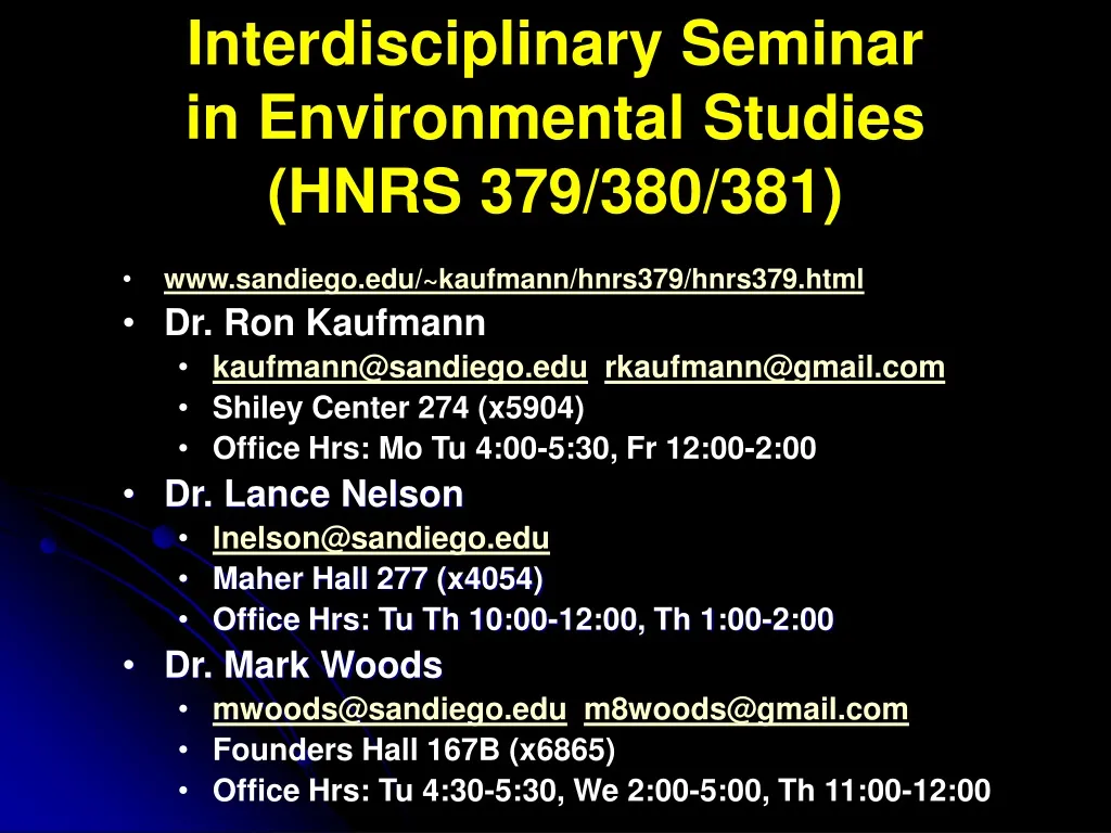 interdisciplinary seminar in environmental studies hnrs 379 380 381