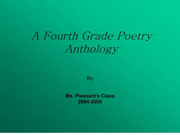 a fourth grade poetry anthology