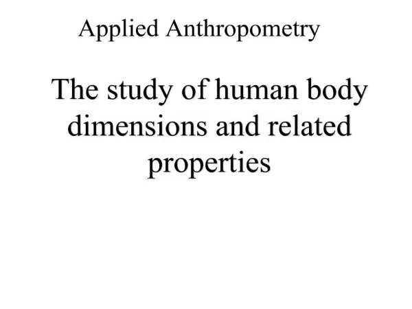 applied anthropometry