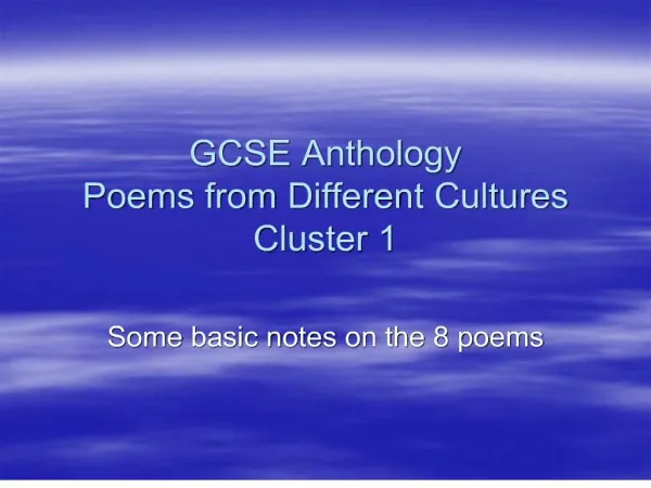 gcse anthology poems from different cultures cluster 1
