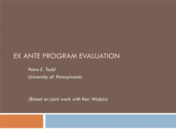 ex ante program evaluation