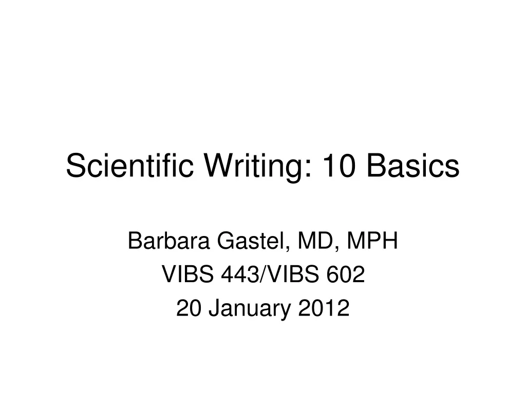 scientific writing 10 basics