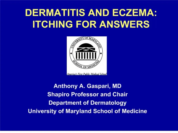 dermatitis and eczema: itching for answers
