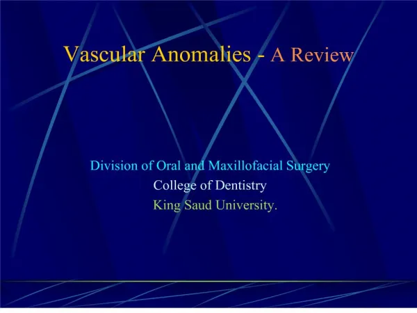 vascular anomalies - a review