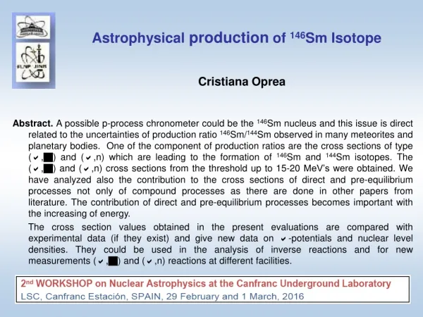 Astrophysical production of 146 Sm Isotope