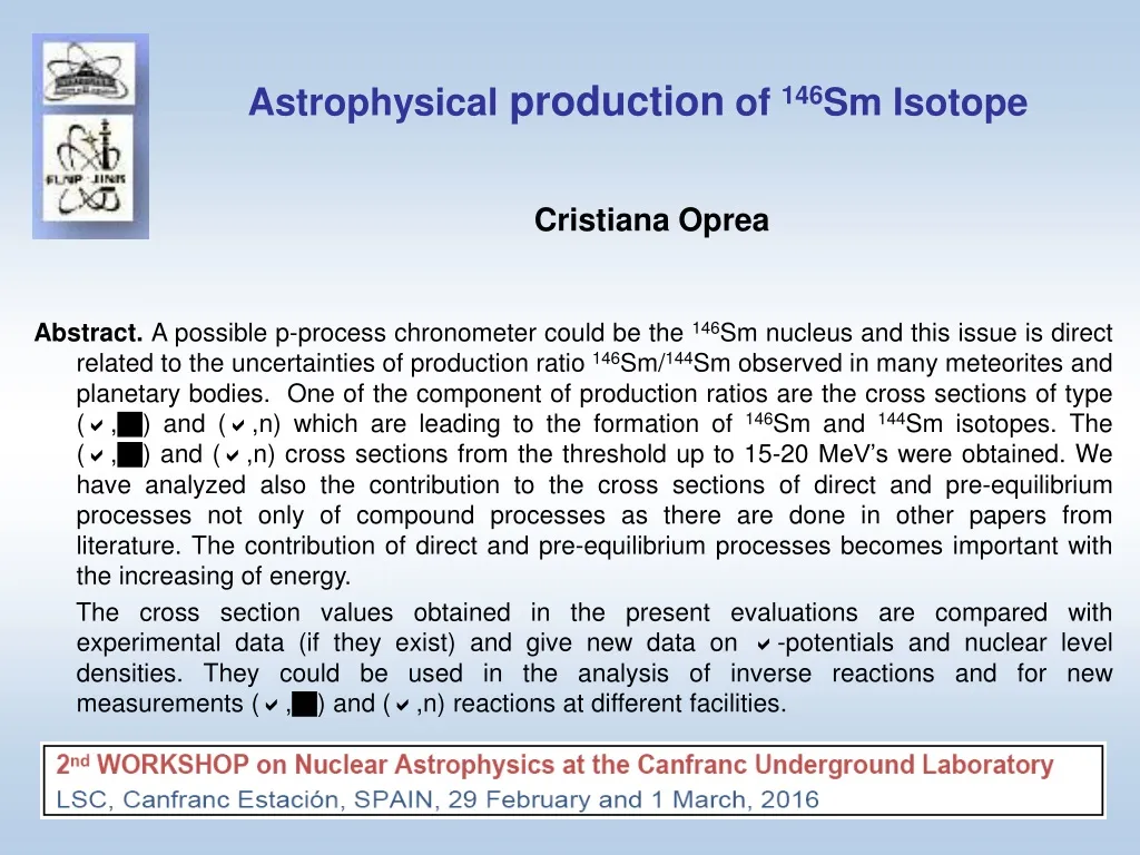 astrophysical production of 146 sm isotope