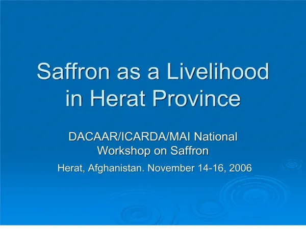saffron as a livelihood in herat province