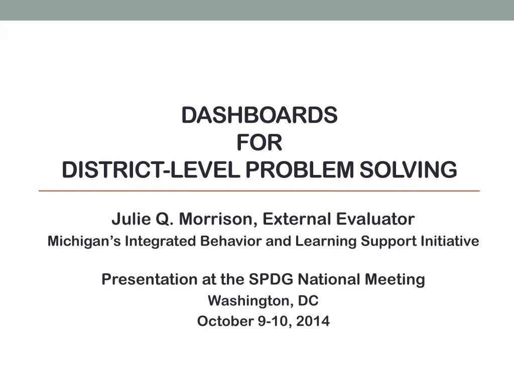 dashboards for district level problem solving