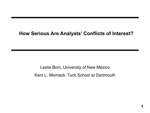 How Serious Are Analysts’ Conflicts of Interest?