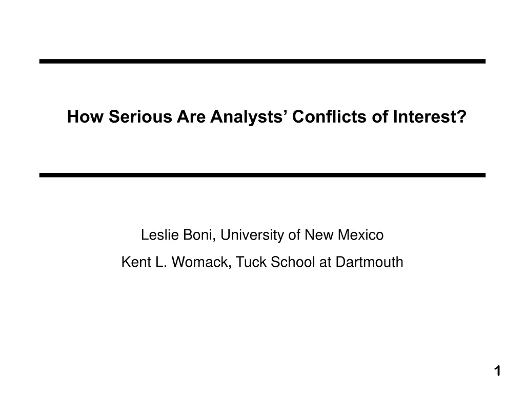 how serious are analysts conflicts of interest