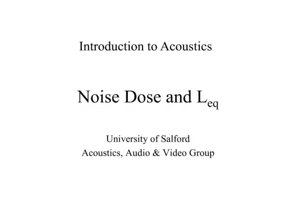 noise dose and leq