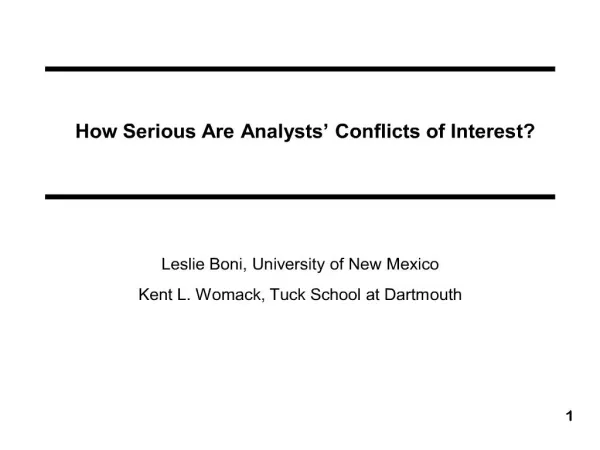 how serious are analysts conflicts of interest