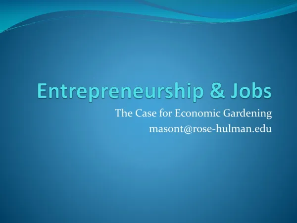 Entrepreneurship &amp; Jobs