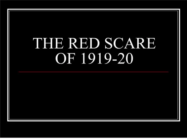 the red scare of 1919-20