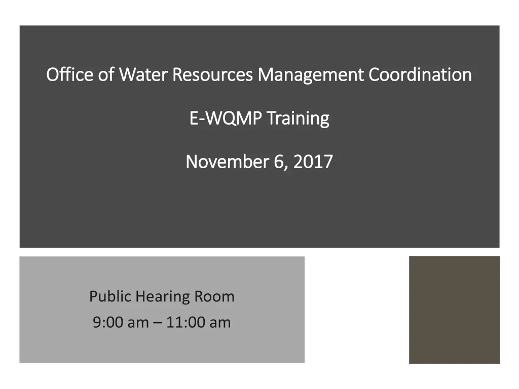 office of water resources management coordination e wqmp training november 6 2017