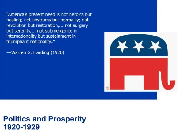 politics and prosperity 1920-1929