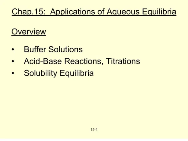 chap.15: applications of aqueous equilibria