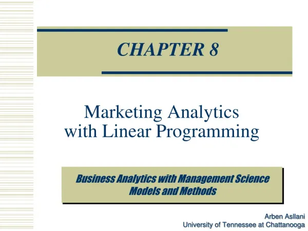 Marketing Analytics with Linear Programming