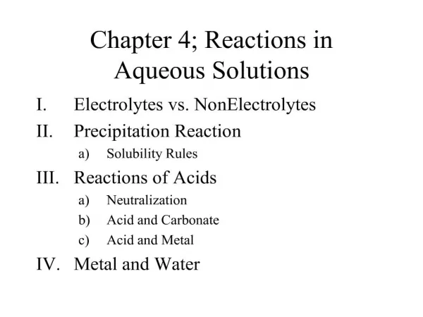 chapter 4; reactions in aqueous solutions
