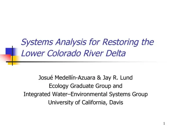 systems analysis for restoring the lower colorado river delta