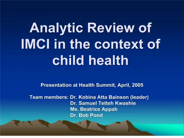 analytic review of imci in the context of child health