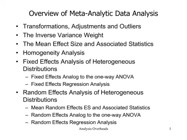 overview of meta-analytic data analysis