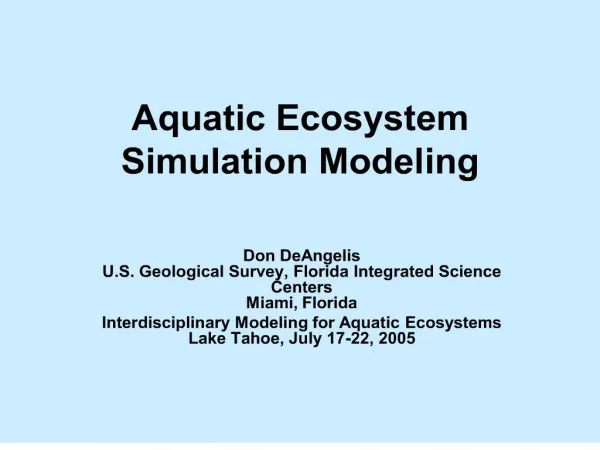 aquatic ecosystem simulation modeling