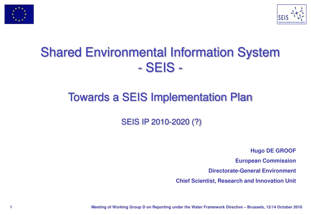 shared environmental information system seis towards a seis implementation plan seis ip 2010 2020