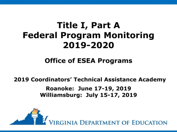 Title I, Part A Federal Program Monitoring 2019-2020