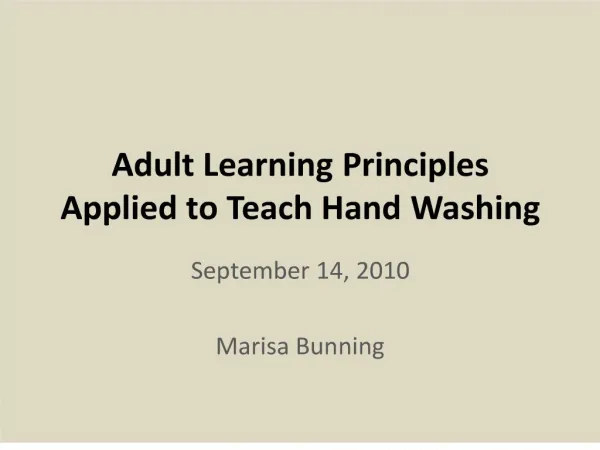 adult learning principles applied to teach hand washing