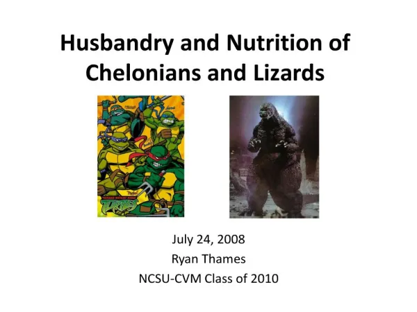 husbandry and nutrition of chelonians and lizards