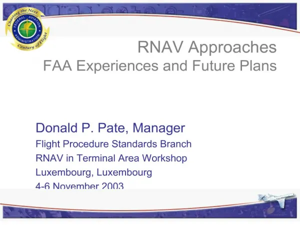 rnav approaches faa experiences and future plans