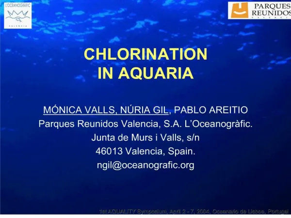 chlorination in aquaria