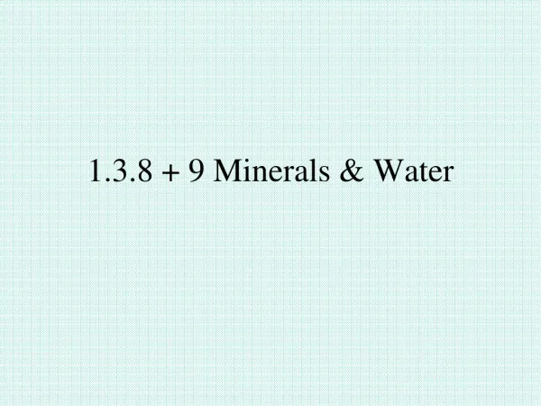 1.3.8 + 9 Minerals &amp; Water