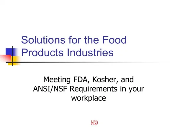 solutions for the food products industries