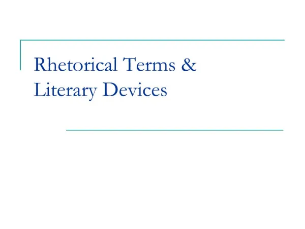 rhetorical terms literary devices