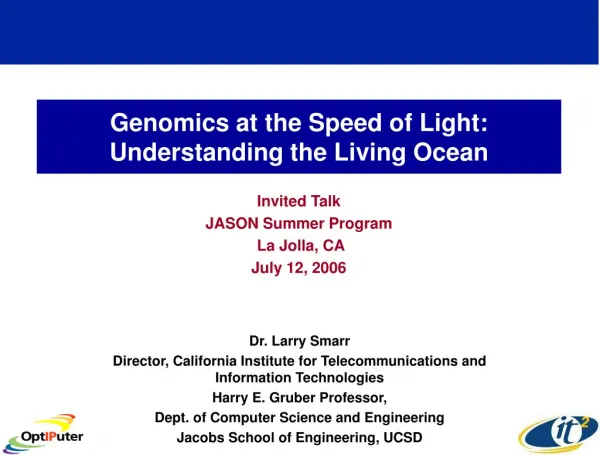 Genomics at the Speed of Light: Understanding the Living Ocean